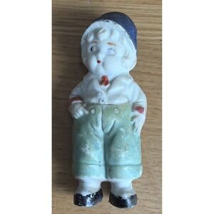 Vintage Traditional Japanese Painted Porcelain Bisque Boy Penny Doll